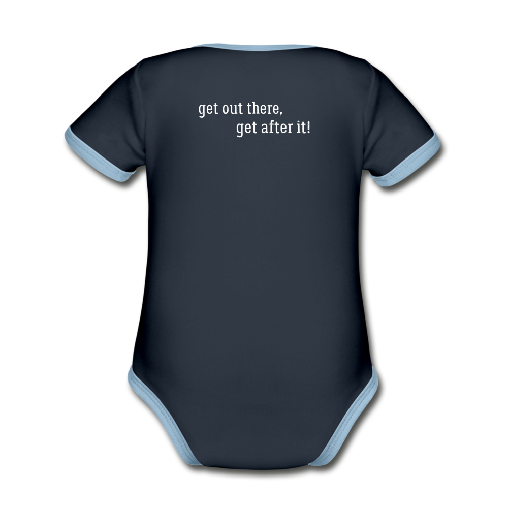 imperfekt offroad organic contrast short sleeve baby bodysuit - navy/sky