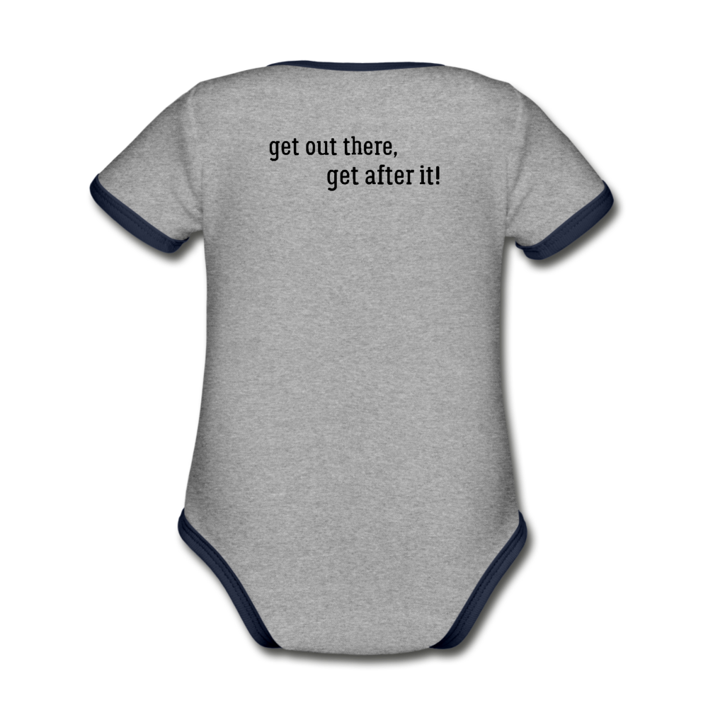 imperfekt offroad organic contrast short sleeve baby bodysuit - heather gray/navy