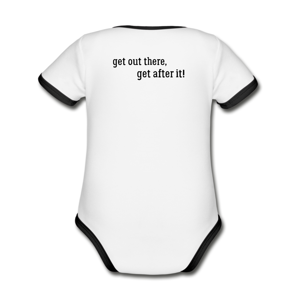 imperfekt offroad organic contrast short sleeve baby bodysuit - white/black