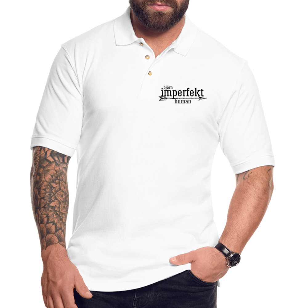 björn imperfekt human men's pique polo shirt - white