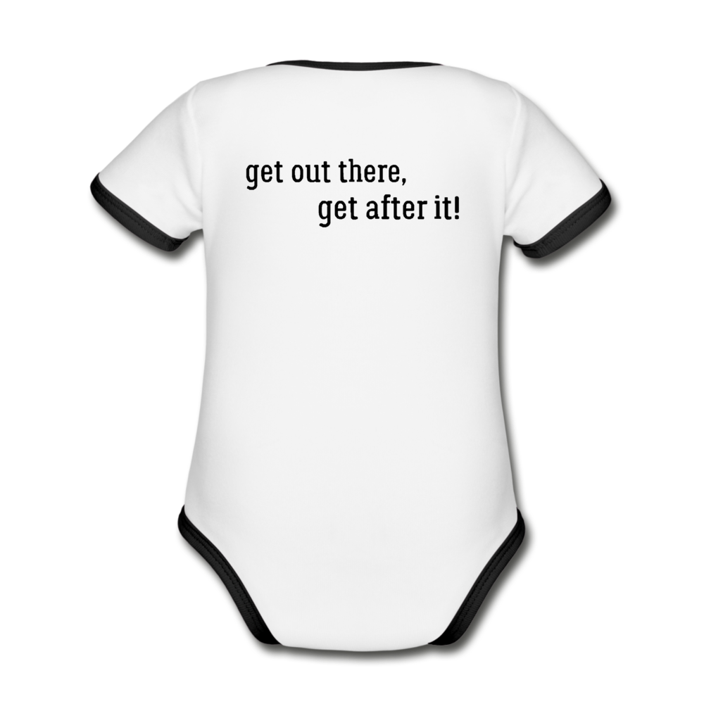 the imperfekt hunter organic contrast short sleeve baby bodysuit - white/black