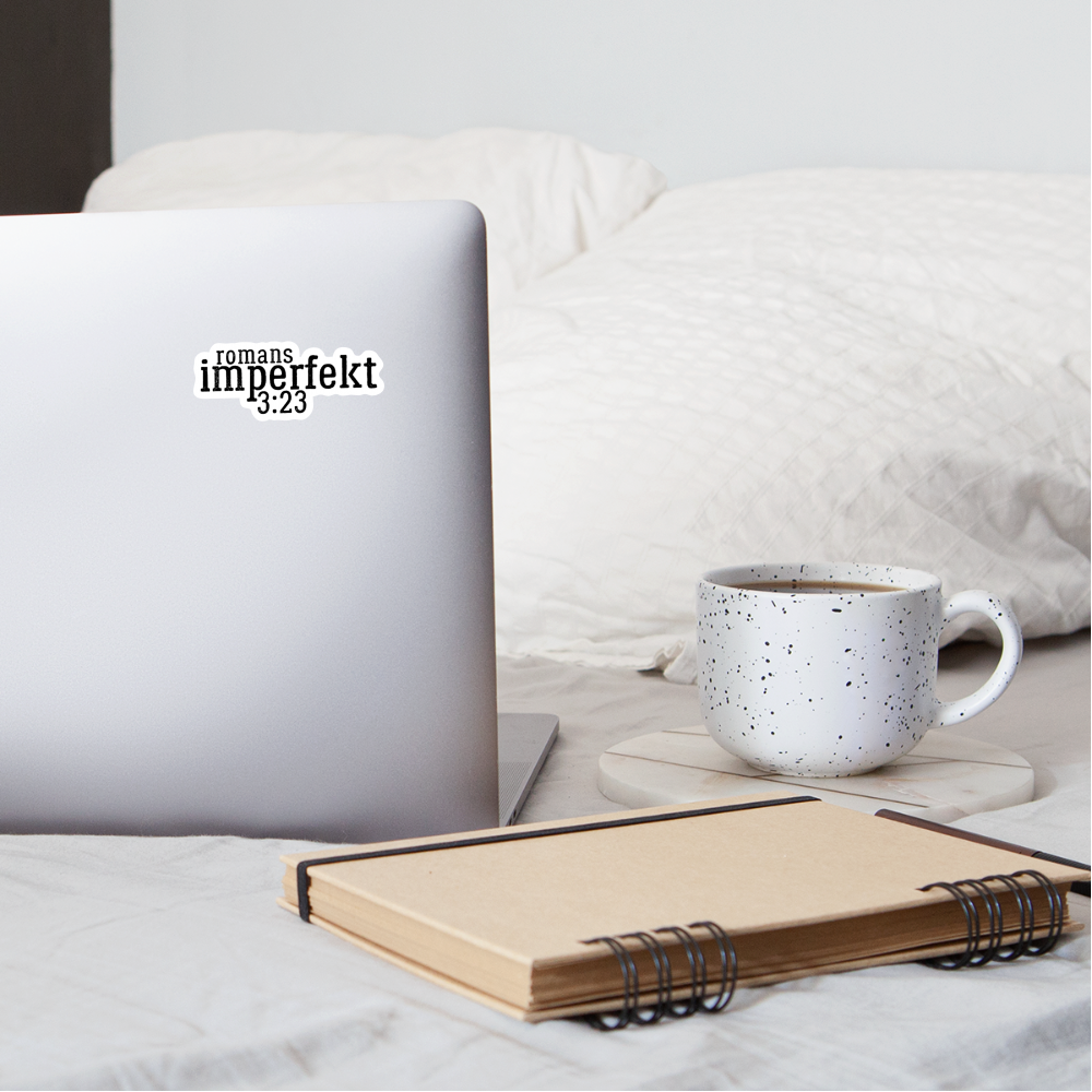 imperfekt romans 3:23 sticker - white matte