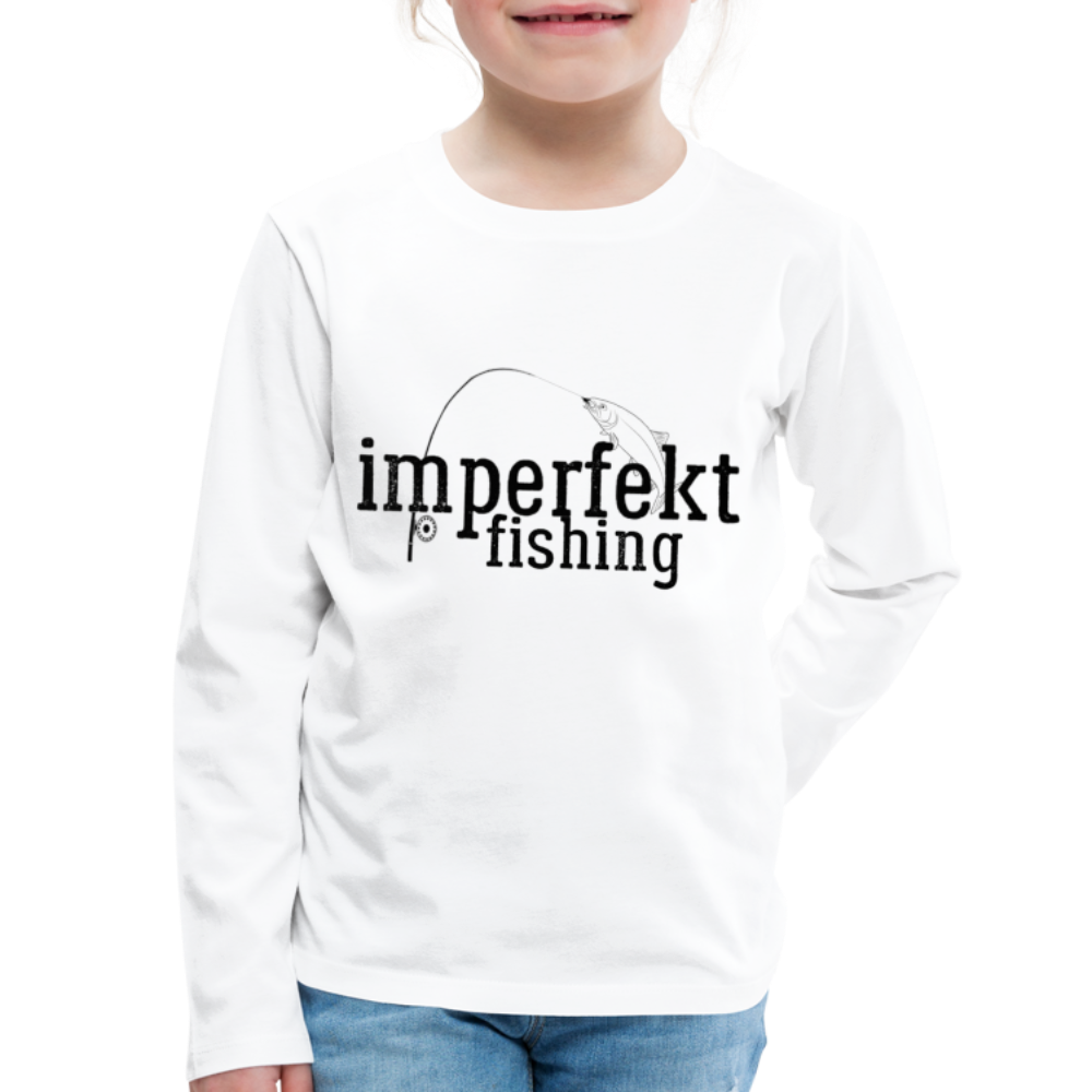 imperfekt fishing kids' premium long sleeve t-shirt - white