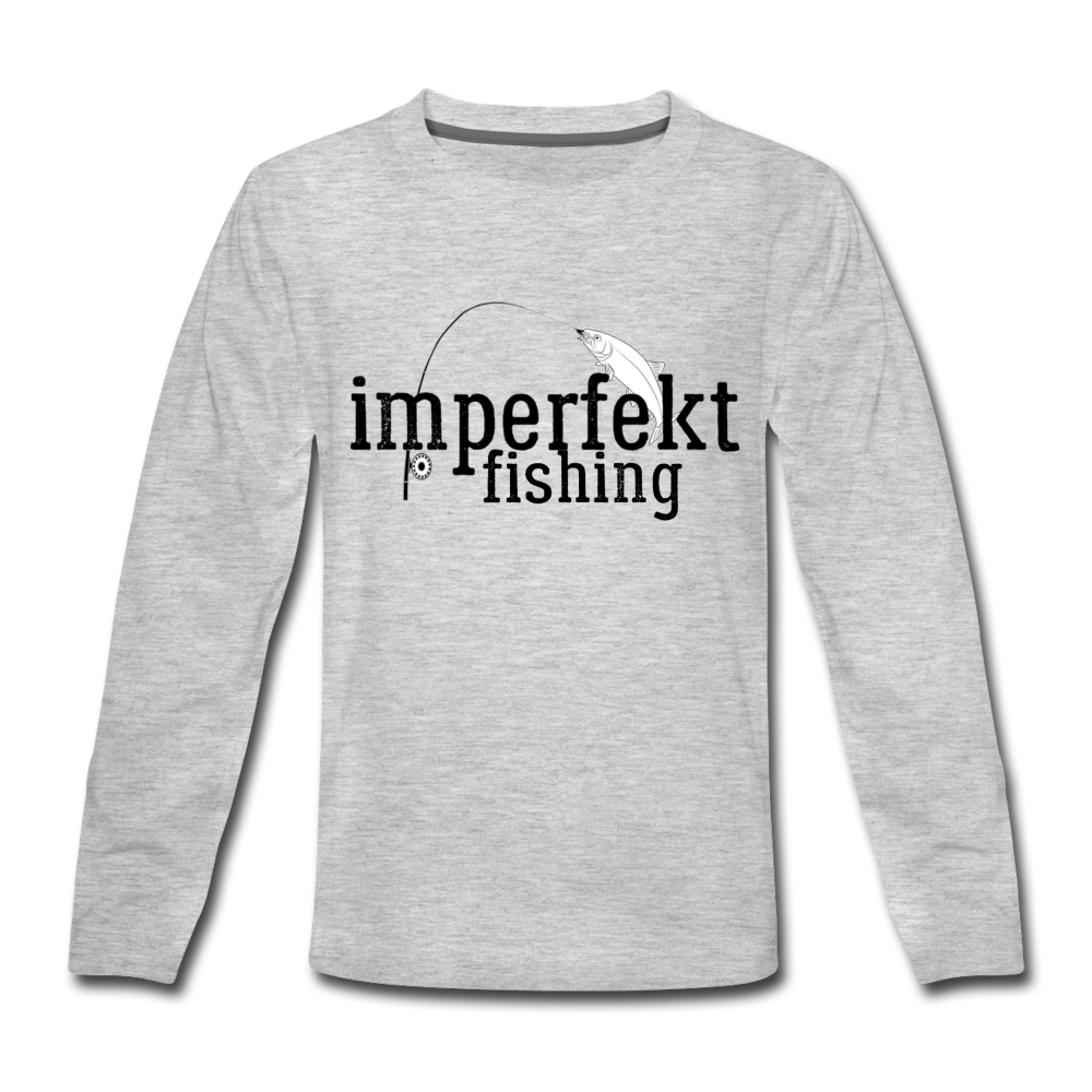 imperfekt fishing kids' premium long sleeve t-shirt - heather gray