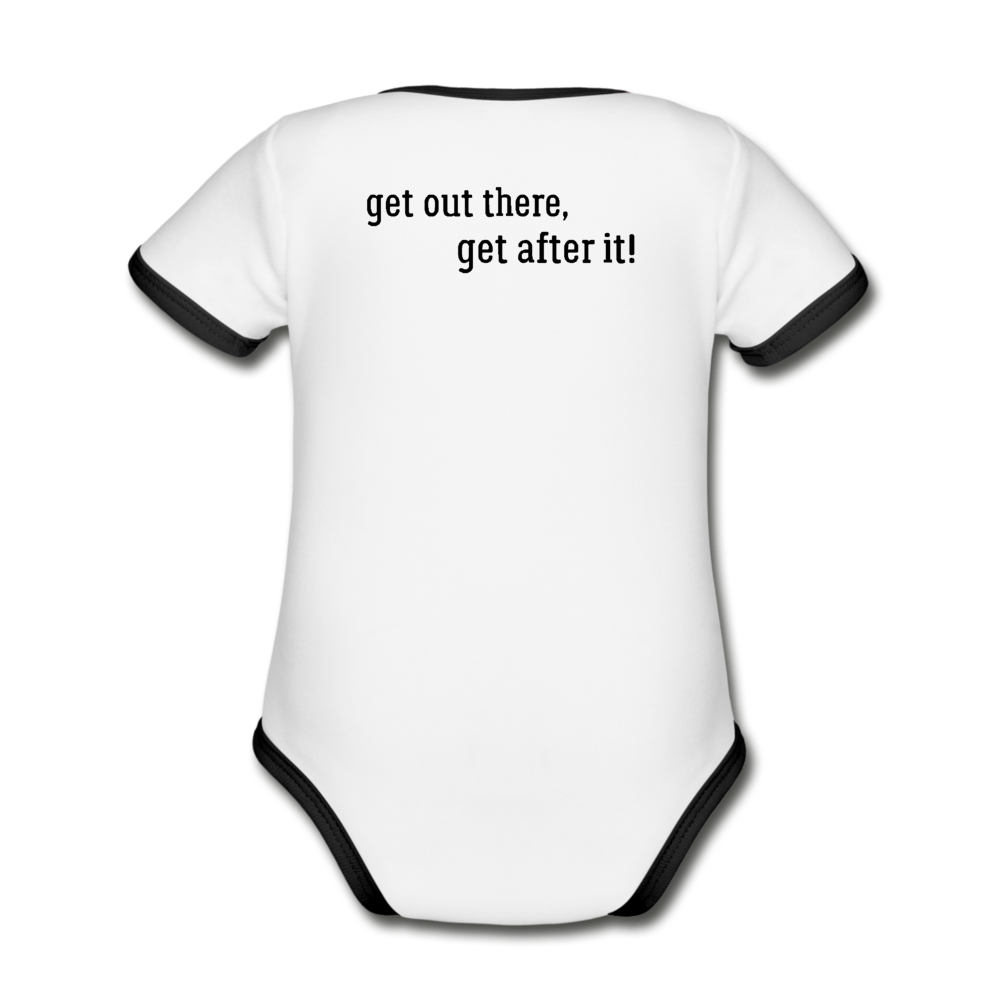 imperfekt fishing organic contrast short sleeve baby bodysuit - white/black