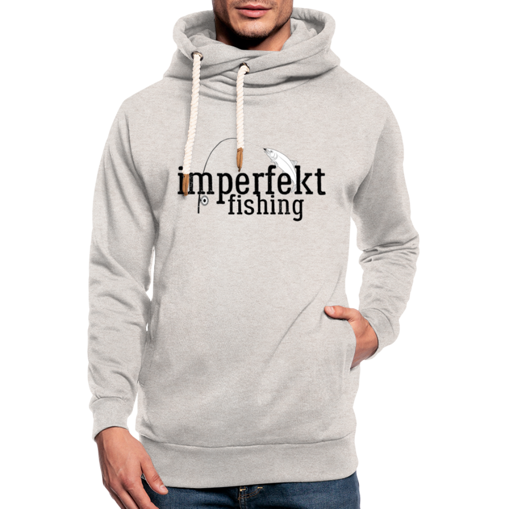 imperfekt fishing shawl collar hoodie - heather oatmeal