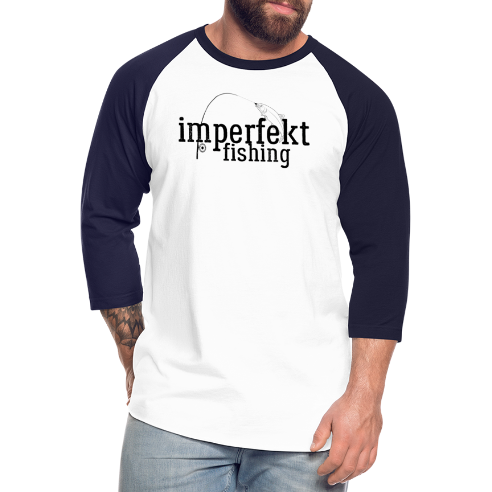 imperfekt fishing baseball t-shirt - white/navy