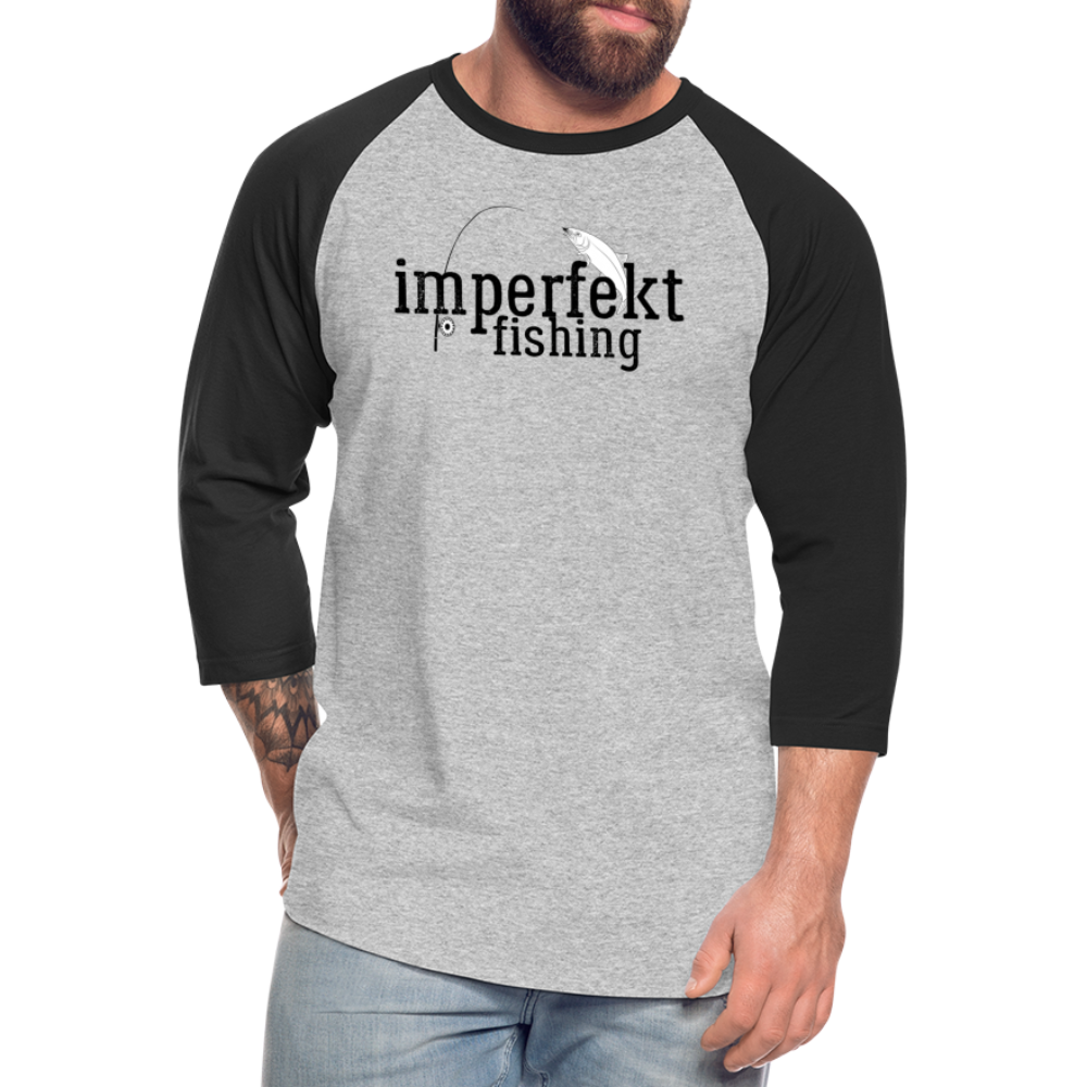 imperfekt fishing baseball t-shirt - heather gray/black