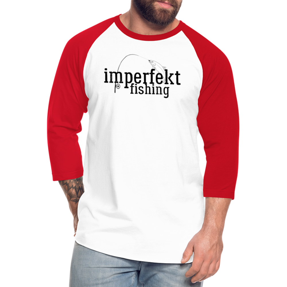 imperfekt fishing baseball t-shirt - white/red