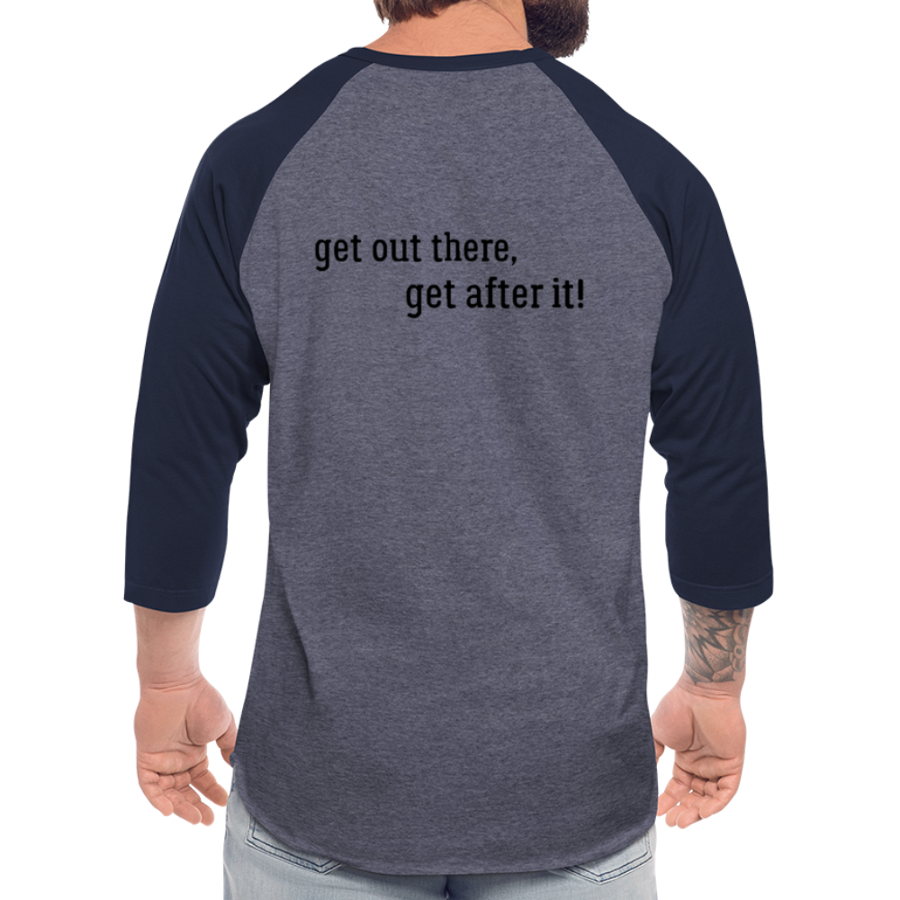 imperfekt fishing baseball t-shirt - heather blue/navy
