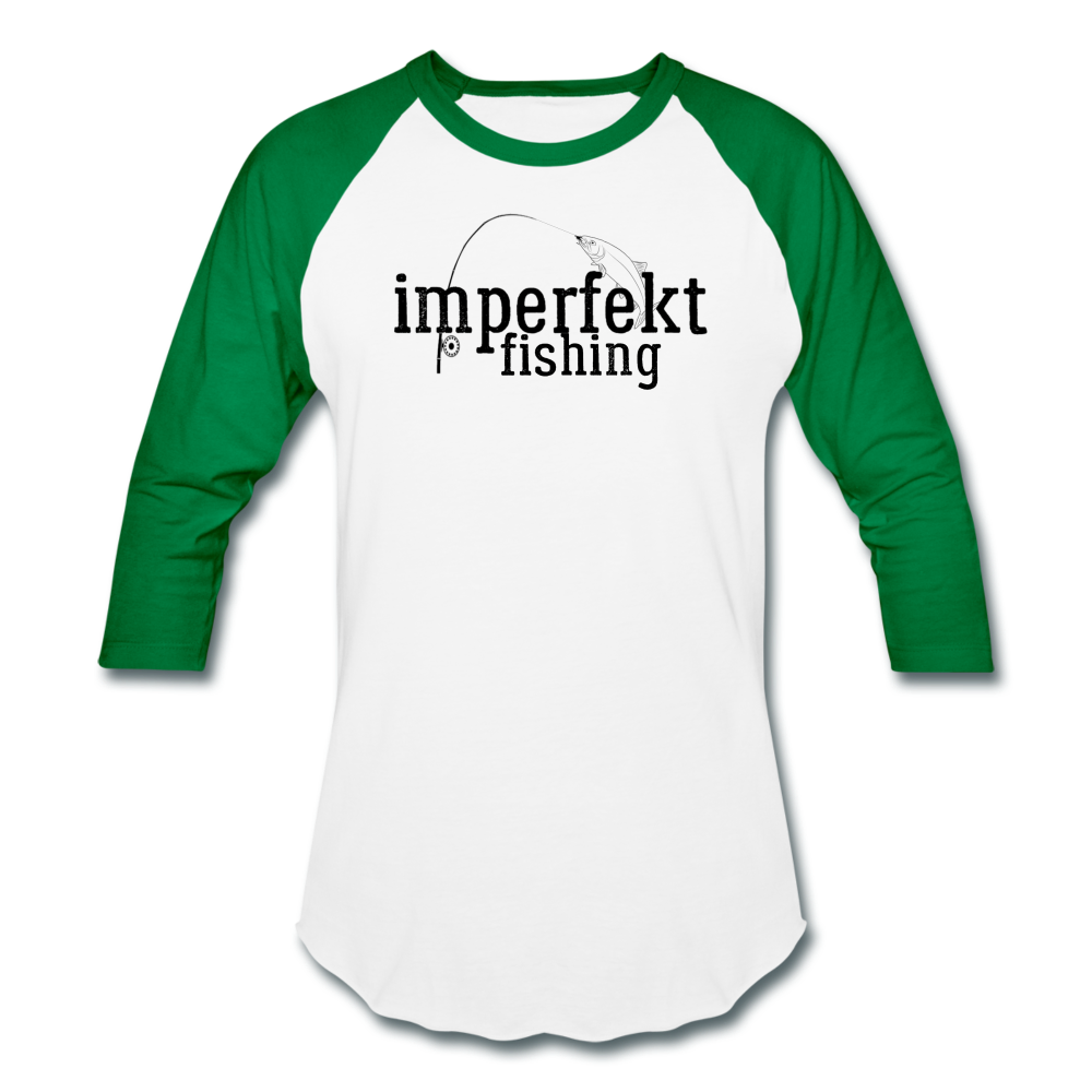 imperfekt fishing baseball t-shirt - white/kelly green