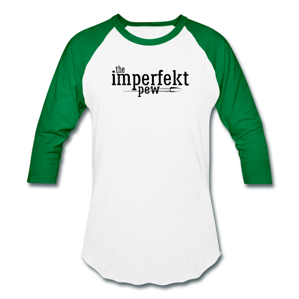 the imperfekt pew baseball t-shirt - white/kelly green