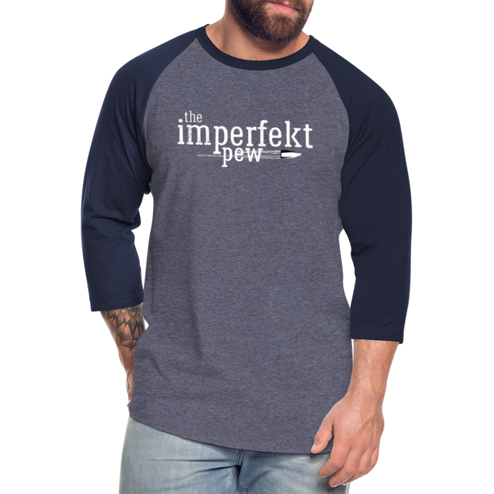 the imperfekt pew baseball t-shirt - heather blue/navy