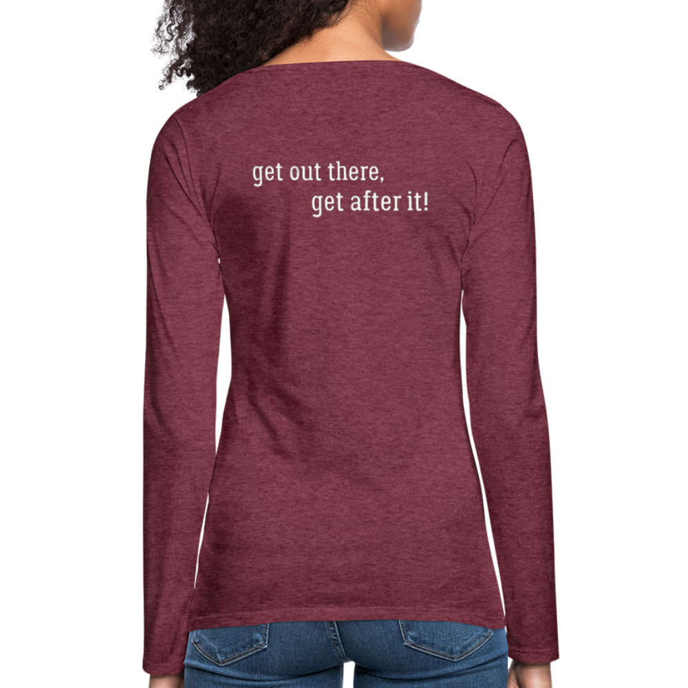 the imperfekt pew women's premium long sleeve t-shirt - heather burgundy