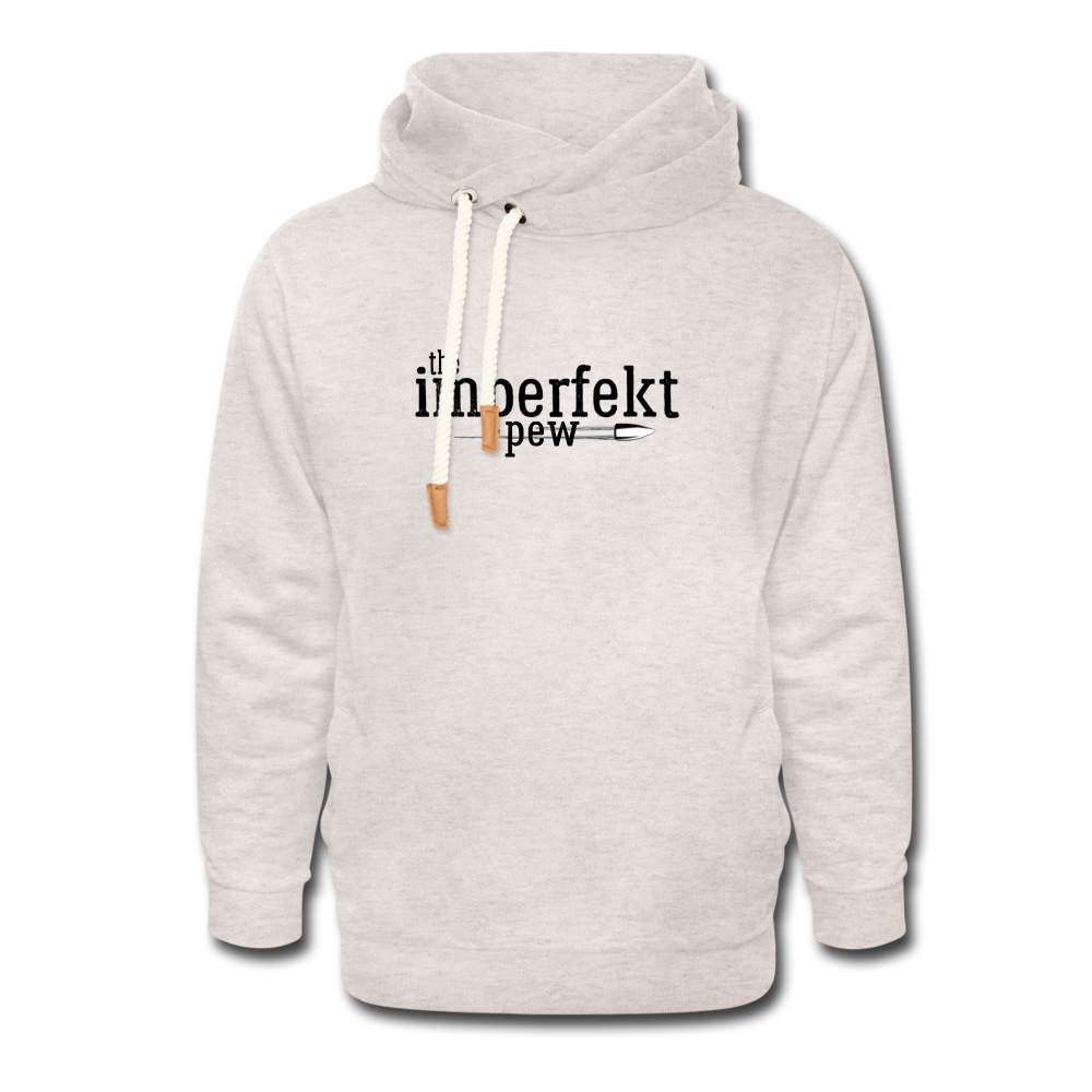 the imperfekt pew shawl collar hoodie - heather oatmeal