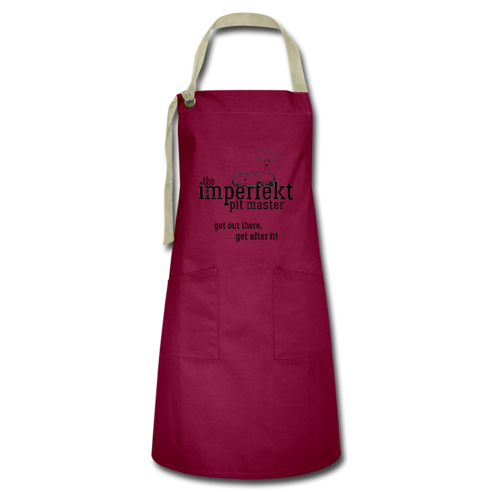 the imperfekt pit master artisan apron - burgundy/khaki