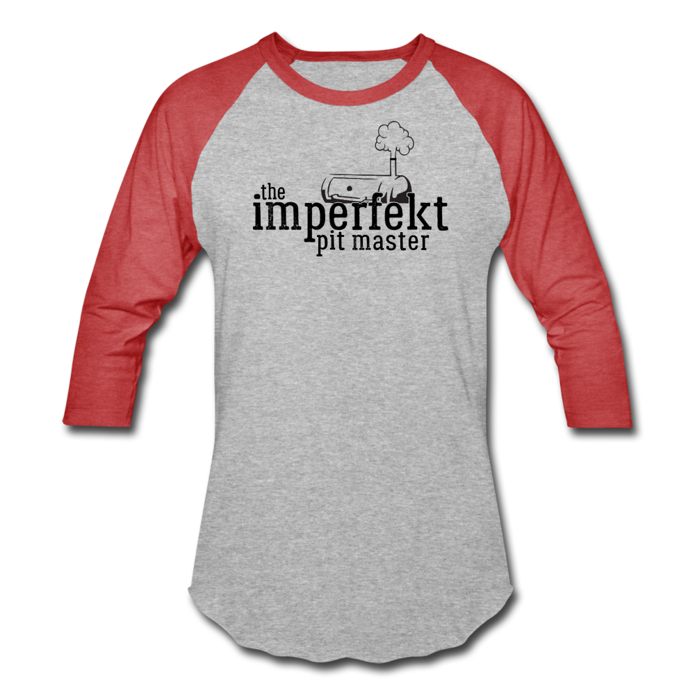 the imperfekt pit master baseball t-shirt - heather gray/red