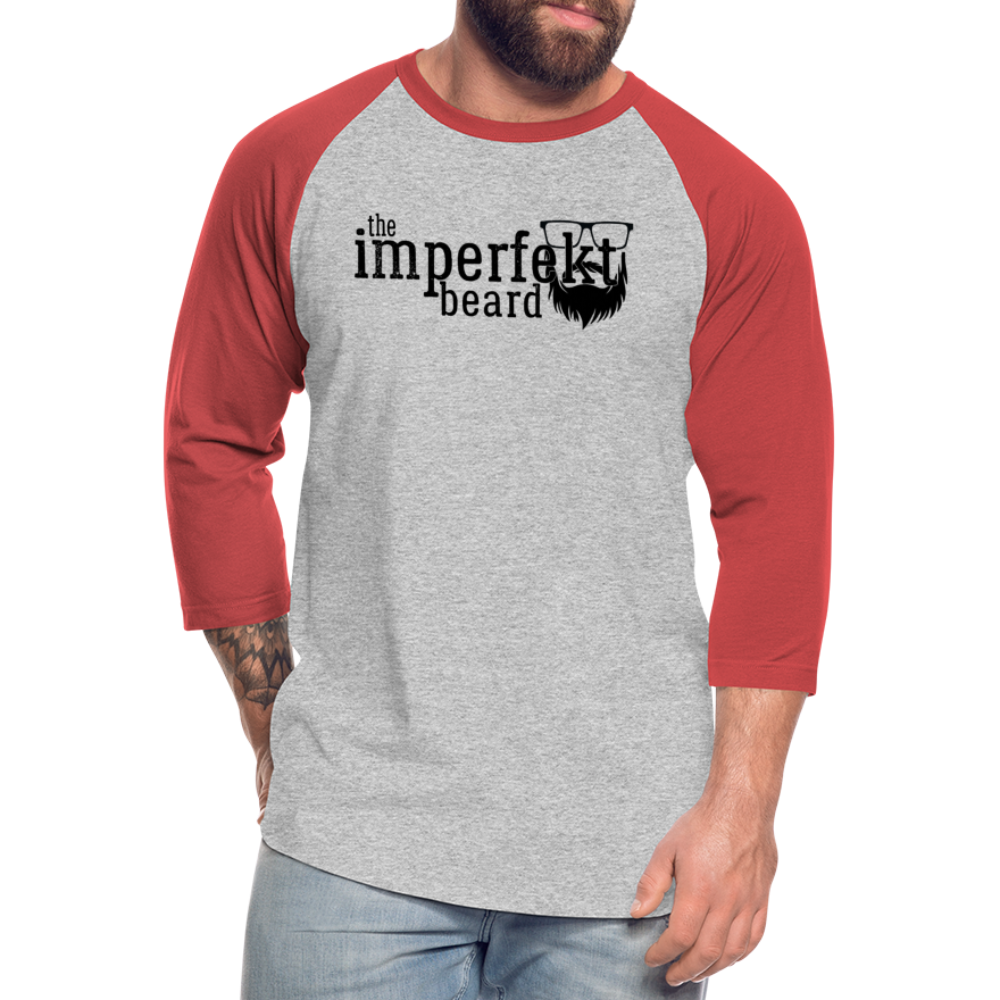 the imperfekt beard baseball t-shirt - heather gray/red