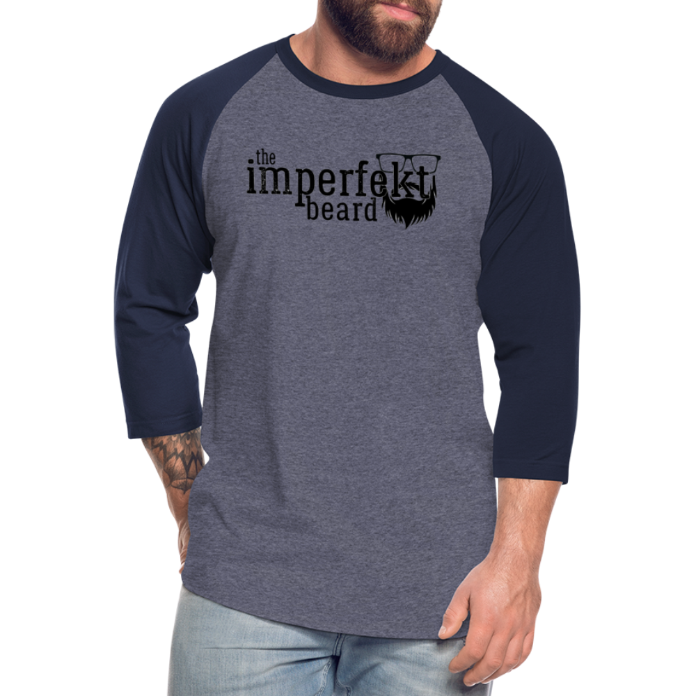 the imperfekt beard baseball t-shirt - heather blue/navy