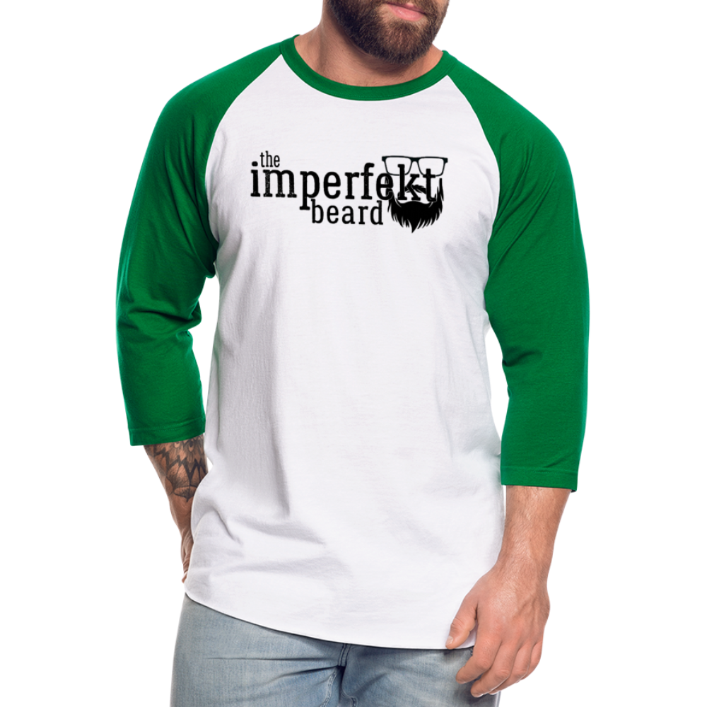 the imperfekt beard baseball t-shirt - white/kelly green