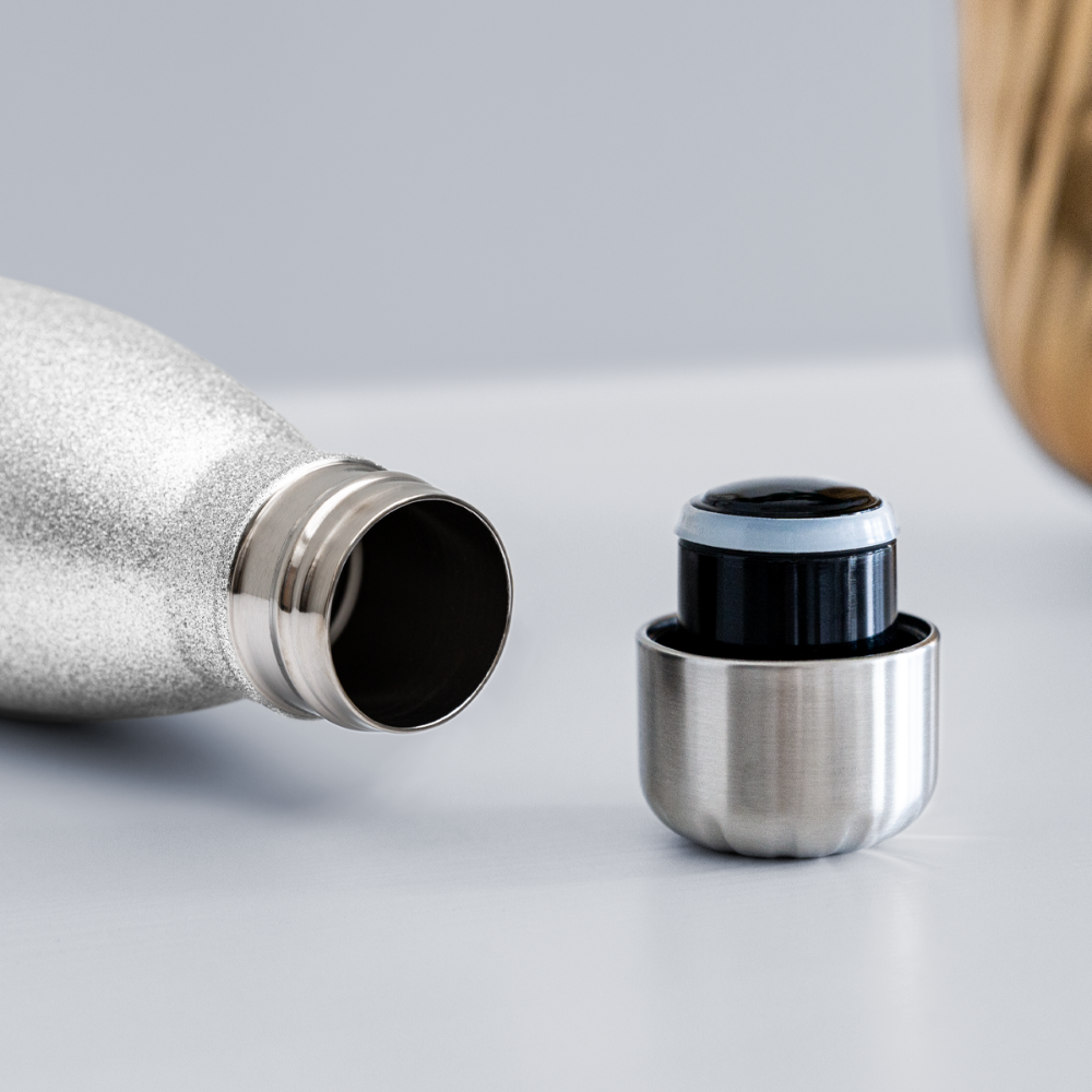 björn imperfekt human insulated stainless steel water bottle - silver glitter