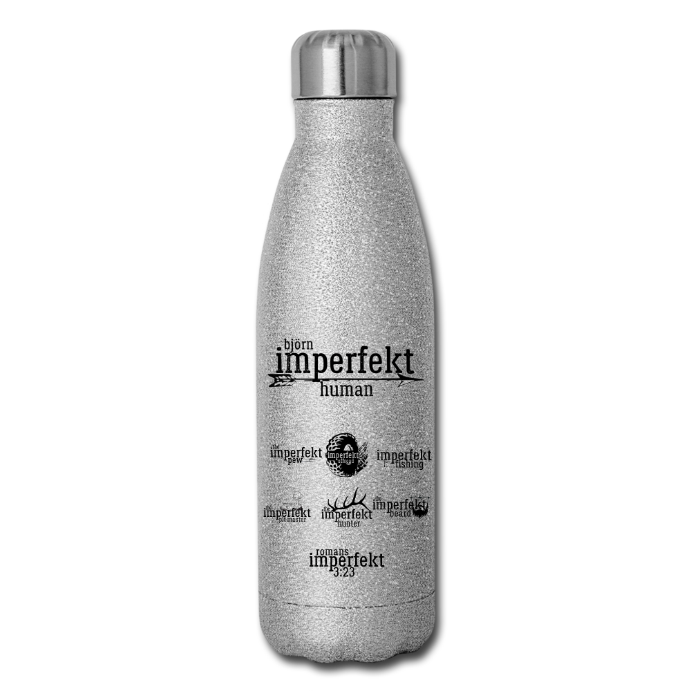 björn imperfekt human insulated stainless steel water bottle - silver glitter