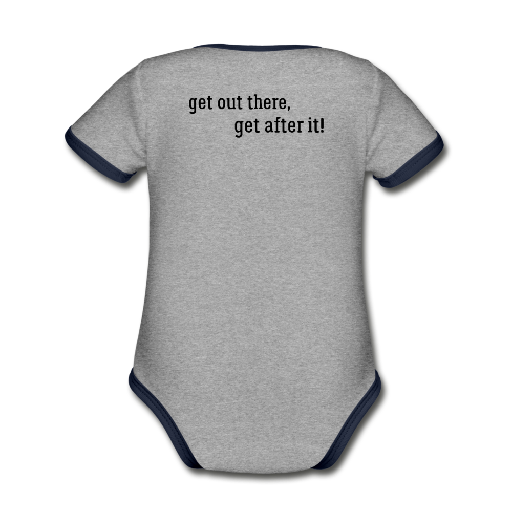 imperfekt organic contrast short sleeve baby bodysuit - heather gray/navy