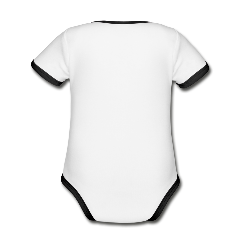 romans 3:23 organic contrast short sleeve baby bodysuit - white/black