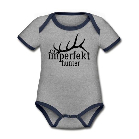 the imperfekt hunter organic contrast short sleeve baby bodysuit - heather gray/navy