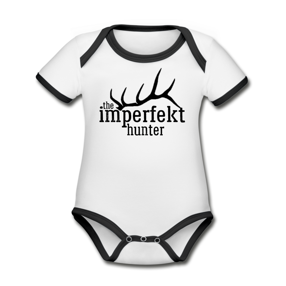 the imperfekt hunter organic contrast short sleeve baby bodysuit - white/black