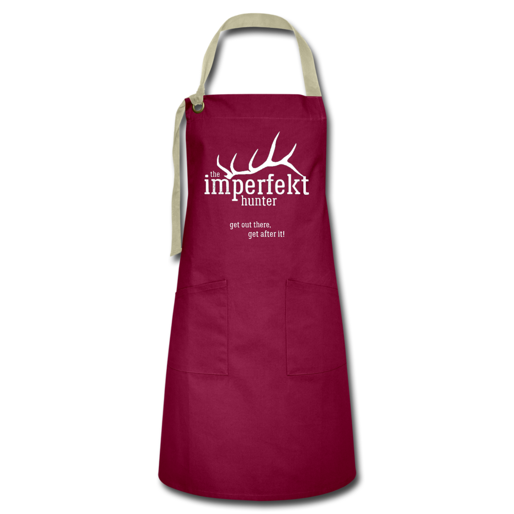 the imperfekt hunter artisan apron - burgundy/khaki