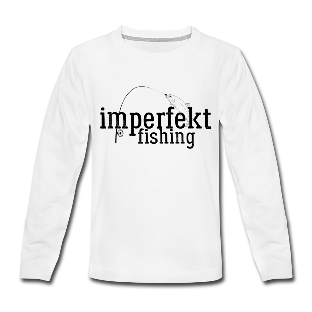 imperfekt fishing kids' premium long sleeve t-shirt - white
