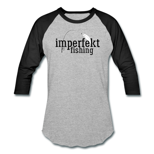 imperfekt fishing baseball t-shirt - heather gray/black