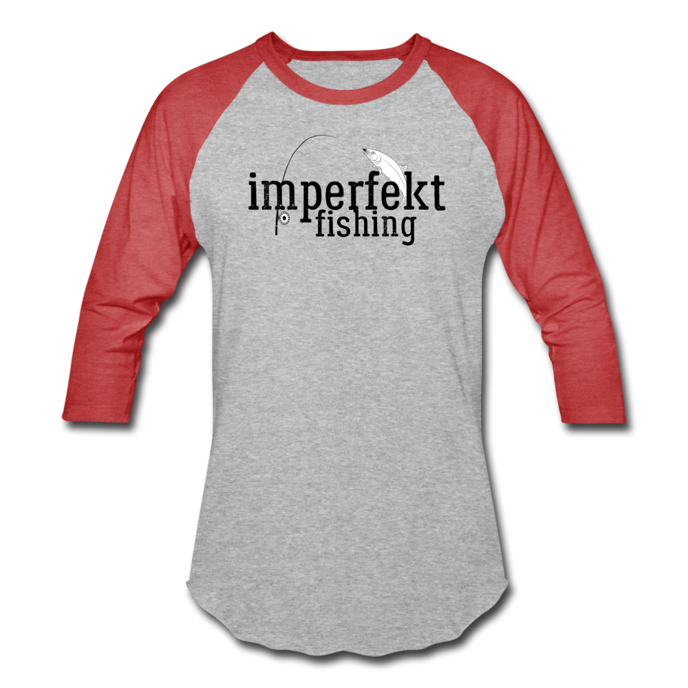 imperfekt fishing baseball t-shirt - heather gray/red