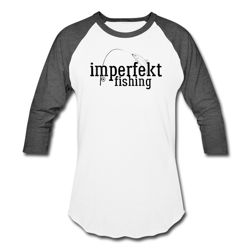 imperfekt fishing baseball t-shirt - white/charcoal
