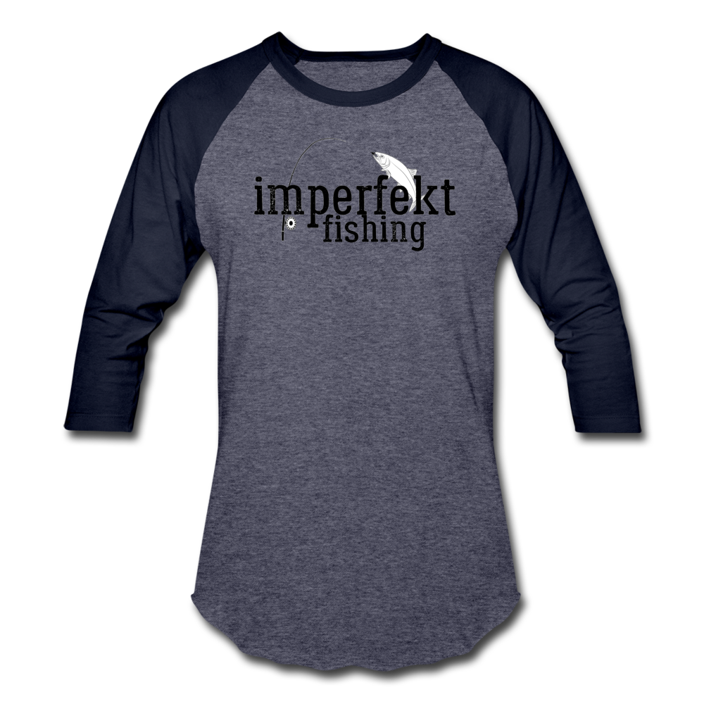 imperfekt fishing baseball t-shirt - heather blue/navy