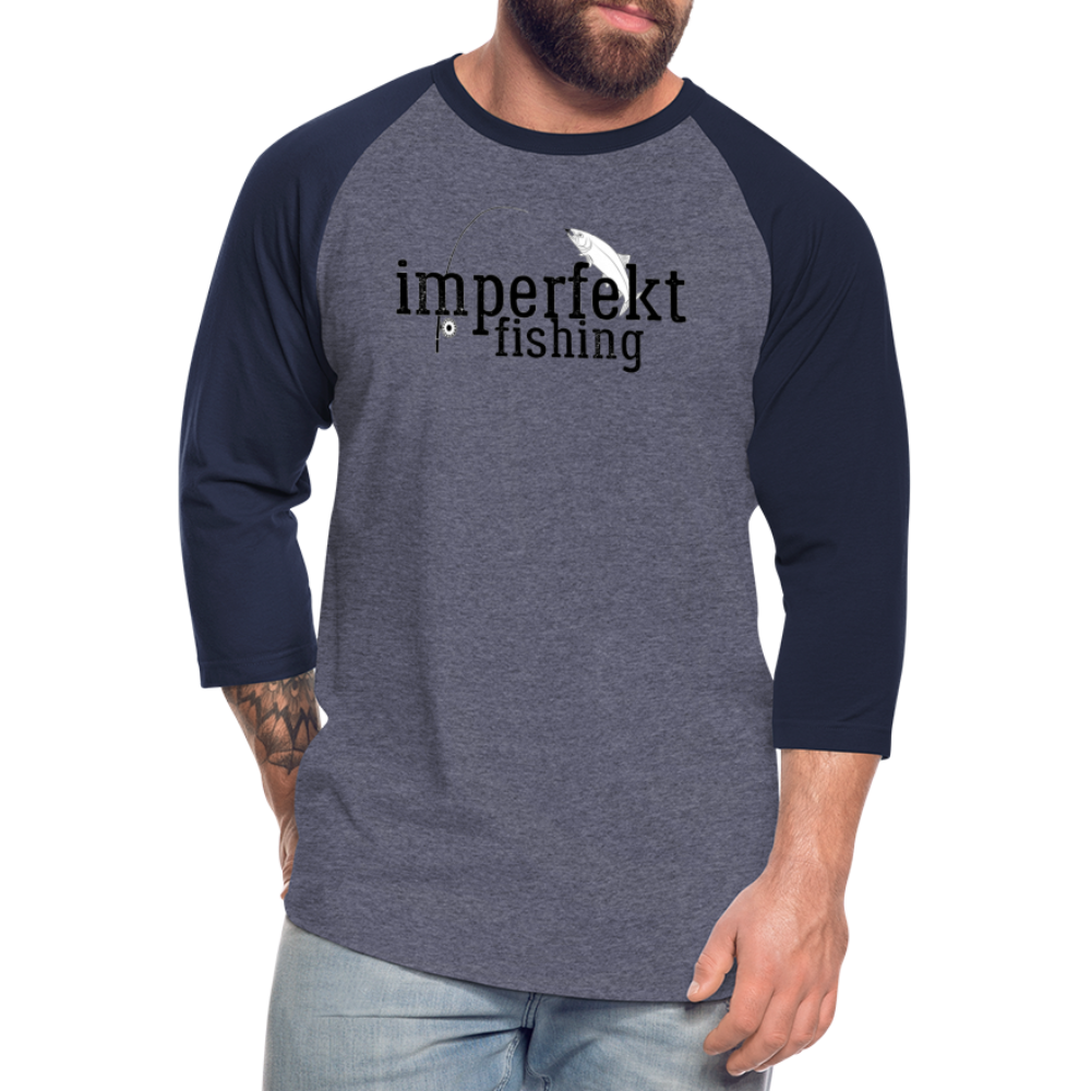 imperfekt fishing baseball t-shirt - heather blue/navy