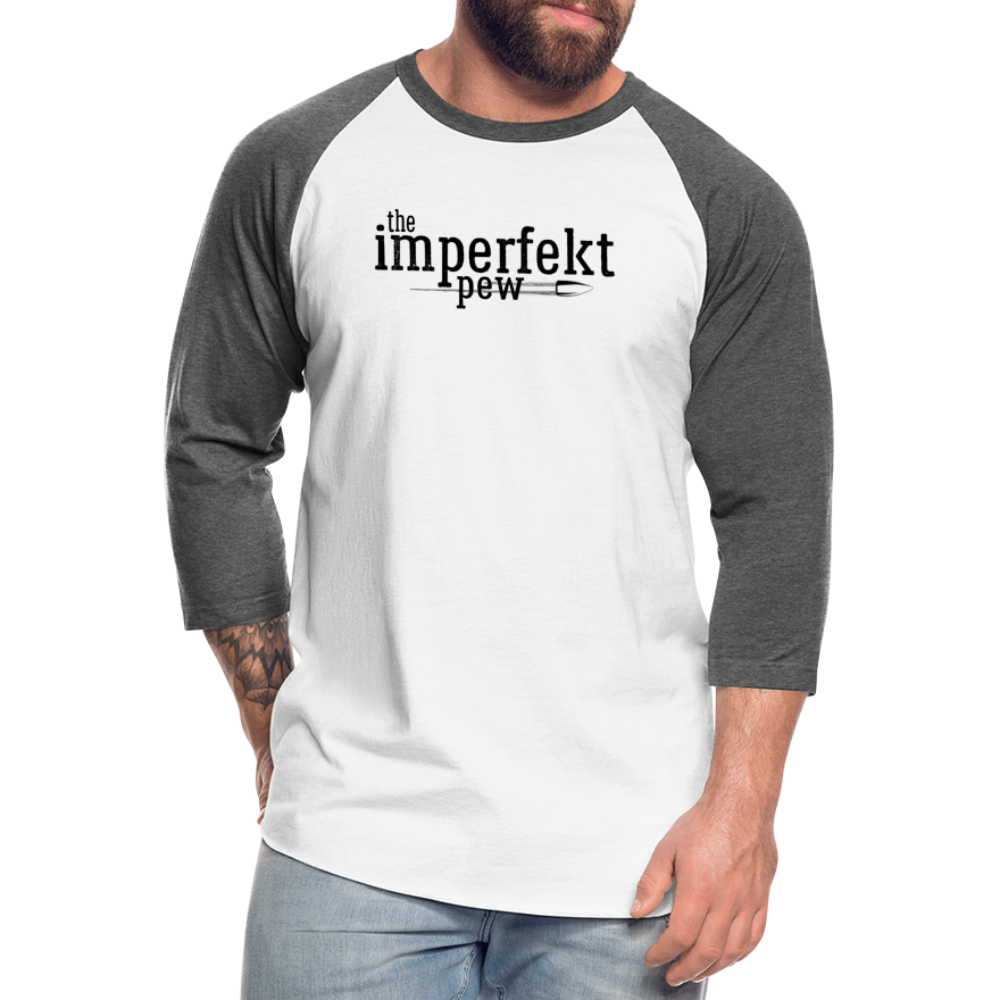 the imperfekt pew baseball t-shirt - white/charcoal