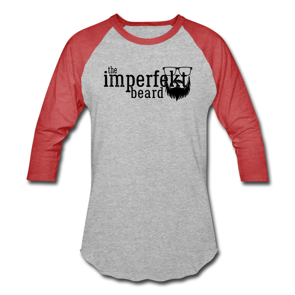 the imperfekt beard baseball t-shirt - heather gray/red