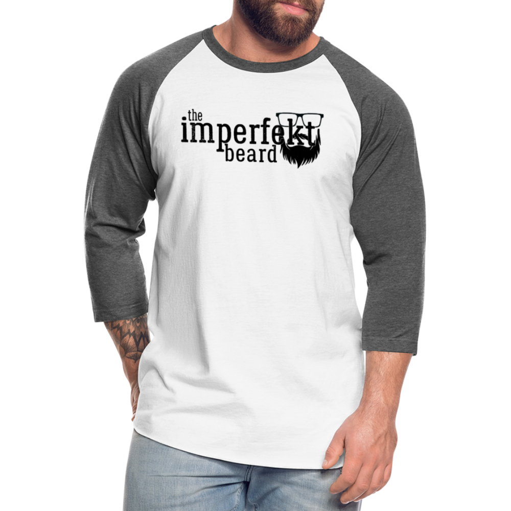 the imperfekt beard baseball t-shirt - white/charcoal