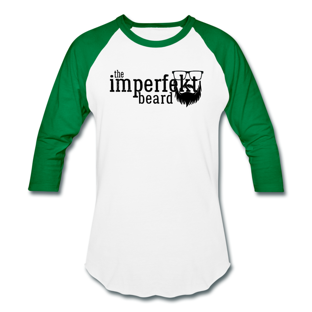 the imperfekt beard baseball t-shirt - white/kelly green