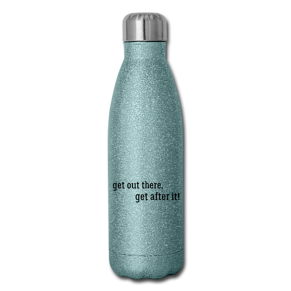 björn imperfekt human insulated stainless steel water bottle - turquoise glitter