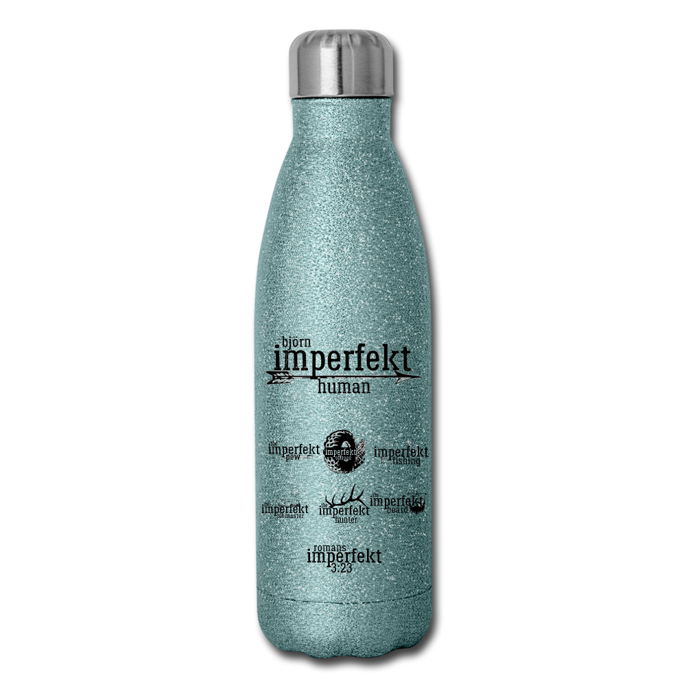 björn imperfekt human insulated stainless steel water bottle - turquoise glitter
