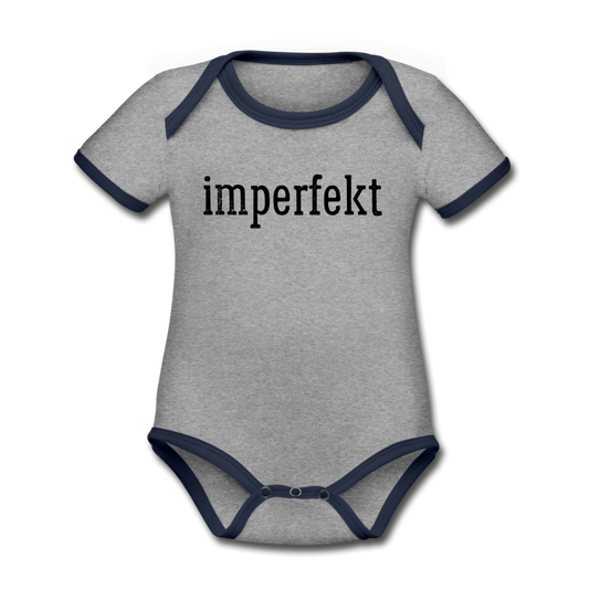 imperfekt organic contrast short sleeve baby bodysuit - heather gray/navy