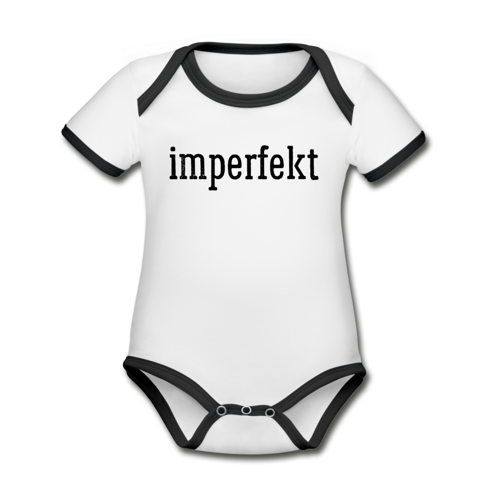 imperfekt organic contrast short sleeve baby bodysuit - white/black